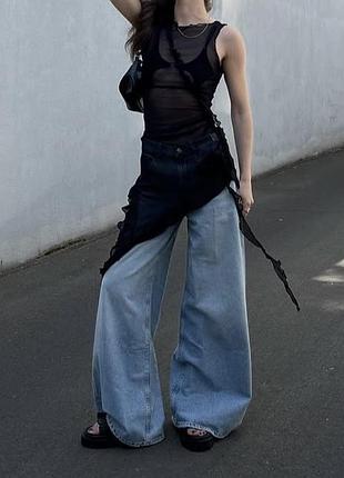 Асиметрична прозора сукня туніка топ в сітку