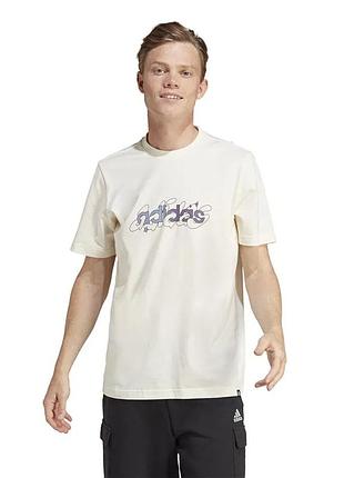 Чоловіча бежева котонова футболка adidas адідас оригінал кремова бавовняна