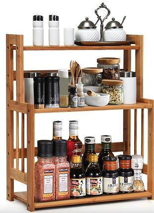 Полиця-органайзер costway bamboo кухонна стійка бамбук 3 полки