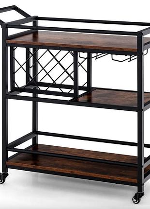 Стелаж costway carrito - кухонний візок з баром в стилі loft