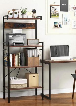 Стелаж costway surette з місцем для мікрохвильової печі та з двома розетками в стилі loft