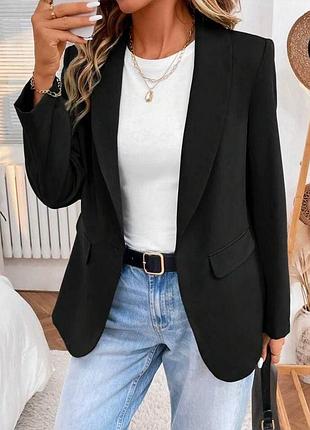 Стильний жіночий діловий класичний піджак костюмка на підкладці чорний
