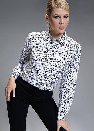 Сорочка рубашка біла в горошок s