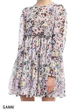 Шифоновое новое короткое платье итальянский бренд ganni оригинал с рукавами размер s,м