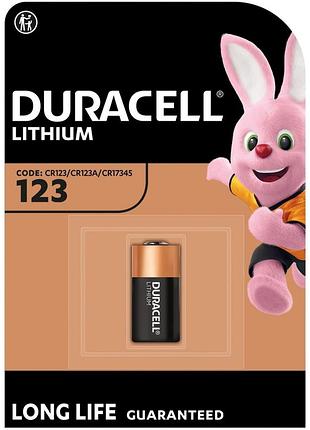 Литиевая батарейка duracell high power 123 3v, (cr123 / cr123a / cr17345), 1 шт.