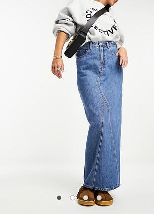 Джинсова спідниця довга максі юбка джинсовая макси