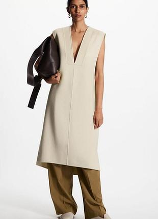 Шерсть бежевое платье жилет люксового шведского бренда сos