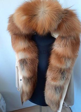 Жіноча зимова куртка бомбер з натуральним хутром лисиці gold з 42 по 60