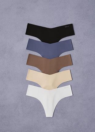 Набір безшовних трусиків стрингів 5 шт victoria’s secret pink оригінал