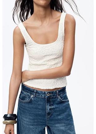 Майка молочного кольору l л zara на широких бретелях