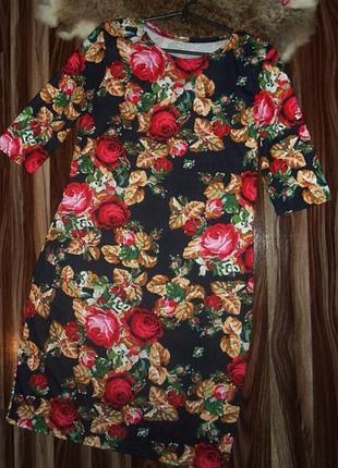 Женское платье миди печатная вышивка