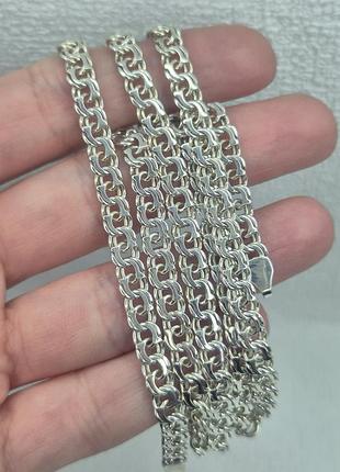 Срібний ланцюг арабський плоский бісмарк, унісекс, розмір 60, срібло 925