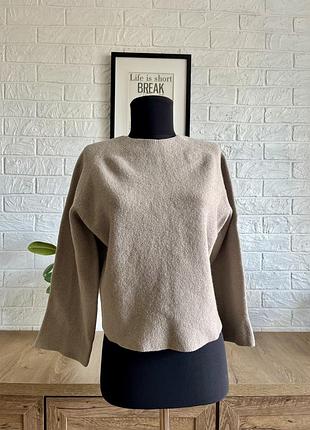 Светр лонгслів вкорочений бренд annette gortz 🔥 кашемір бежевий кавовий ,36-38,m