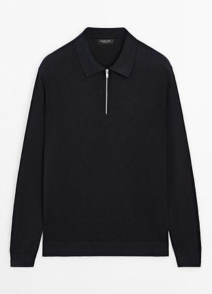 Трикотажний светр-поло з блискавкою massimo dutti
