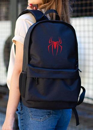 Повседневный рюкзак школьный для девочки without с принтом человек паук black
