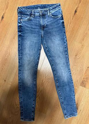 Джинсы женские синие slim эластичные h&amp;m, размер s.