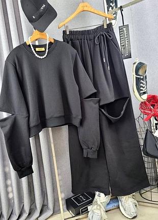 Спортивний жіночий костюм з розрізами 43-46