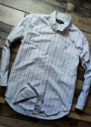 Мужская белая хлопковая рубашка poloo ralph lauren размер l