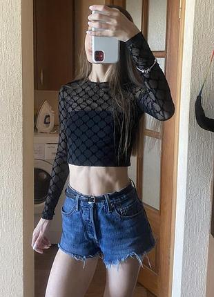 Чорна кофта сіточка монограмна meshki укорочена