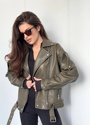 Жіноча куртка косуха з еко шкіри 42-52