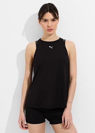 Оригинальная женская черная спортивная майка puma dry cell для бега зала фитнеса футболка пума центр лого размер xs s беговая _1