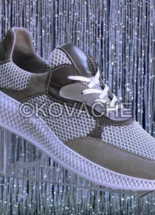 Женские серые кроссовки замшевые с сеткой на легкой подошве размер 36 38 39 стелька 23,5 25 см