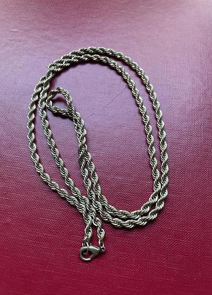 Довгий витий ланцюжок під срібло бісиарк