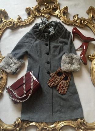 Пальто шерстяное серое moschino 🤍