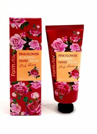 Крем для рук с экстрактом розы farmstay pink flower blooming hand cream pink rose