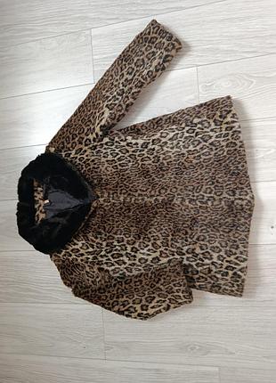 Полушубок на подкладке, принт леопард