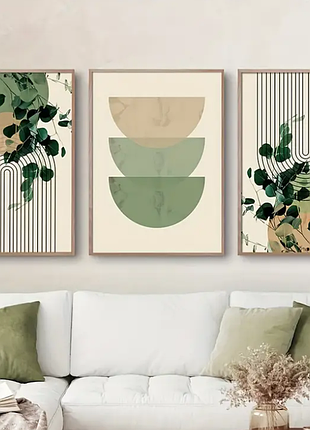 Набір 3 шт.художний постер-ретродрук на полотні для сучасного декору стін у готель
