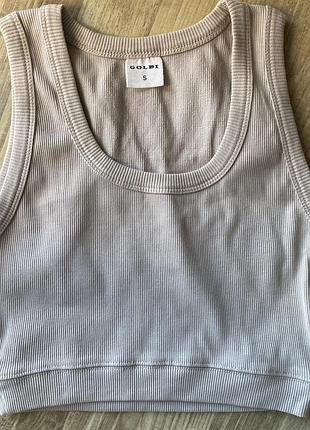 Кроп топ goldi s бежевий в рубчик