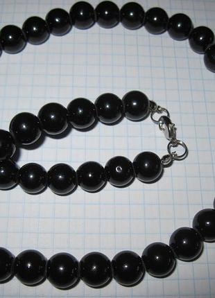 Черные бусы .ожерелье. стекло . 6