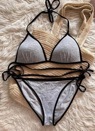 Купальник h&m чорний з сірим меланж рр м-л