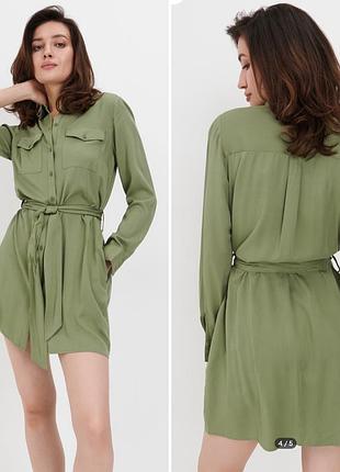 Оливкове плаття з довгим рукавом розмір л