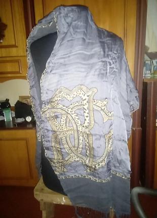 Двойной шелковый шарфик с вензелем roberto cavalli.