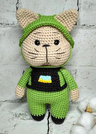 Мягкая игрушка ручной работы вязаная амигуруми hand made котик всу 22 см
