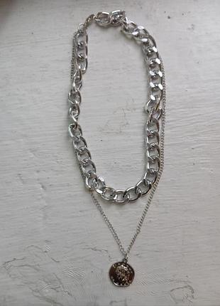 Кольє-чокер ланцюг із "монеткою"