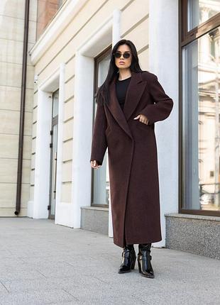 Пальто женское длинное шерстяное демисезонное, оригинального асимметричного кроя, бургунди