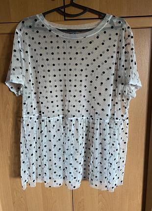 Прозрачна блузка в горохи