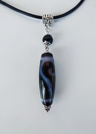 Подвеска - амулет  с тибетской бусиной дзи " золотой ключ " на шнурке