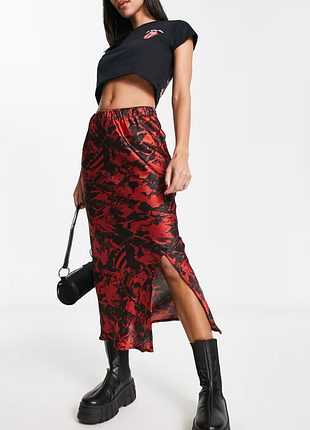 Спідниця міді з розрізом на резинці heartbreak від asos