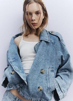 Вкорочений коротний джинсовий котоновий тренч жакет