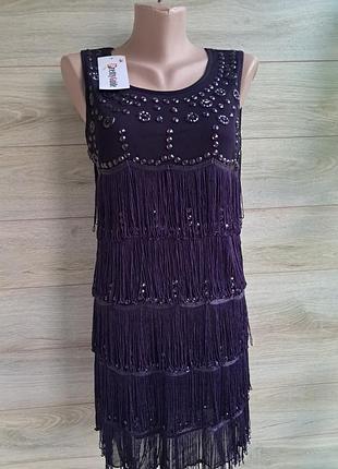 Платье с бахромой для бачаты танцев,гетсби  чикаго разм m