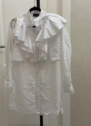 Сорочка подовжена біла рюши