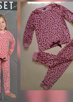 Велюровая пижама домашний костюм 98-104 леопардовый принт