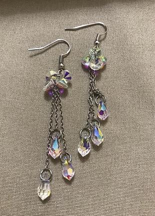 Сережки кришталь покриття aб вінтаж