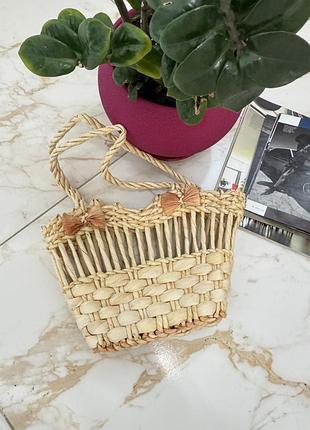 Жіноча літня плетена соломʼяна сумка