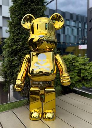 Bearbrick gold chrome дизайнерська статуетка ведмідь беарбрік 70 см золотистий mb003