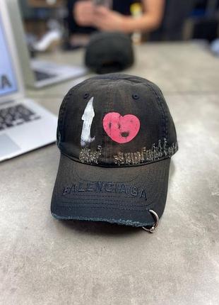 Кепка balenciaga piercing черная gu581